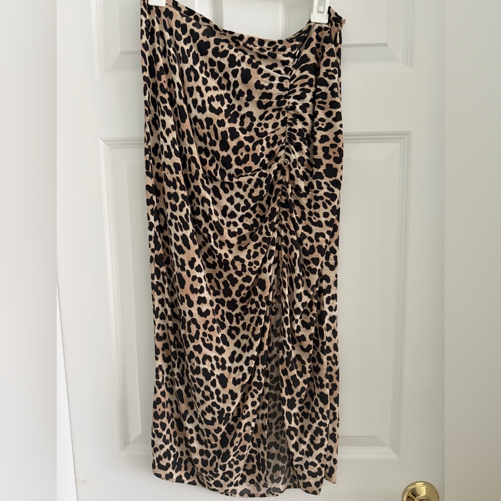 H&M Animal Print Midi Skirt